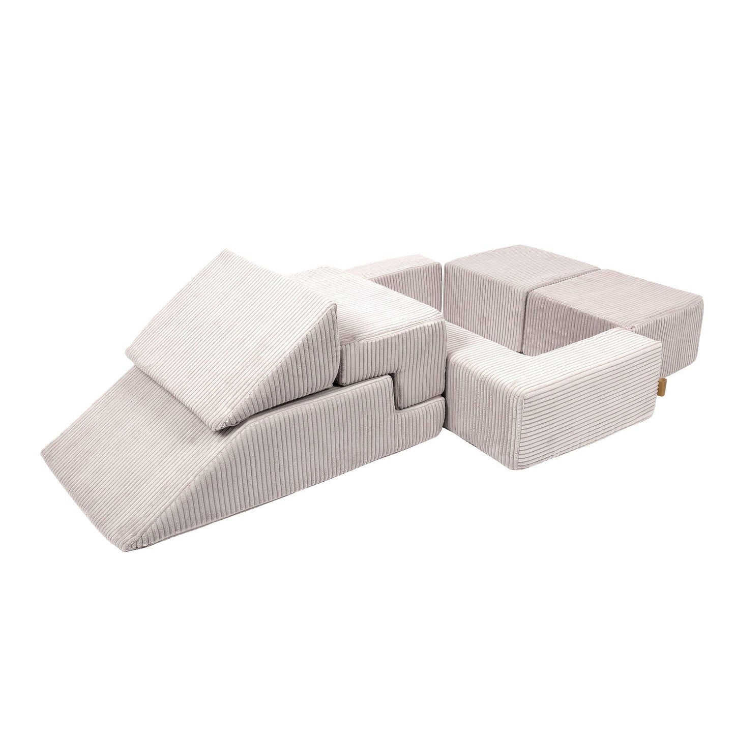 MeowBaby® Soft Velvet Bricks Sofa - Ecru SpeelSterk.nl