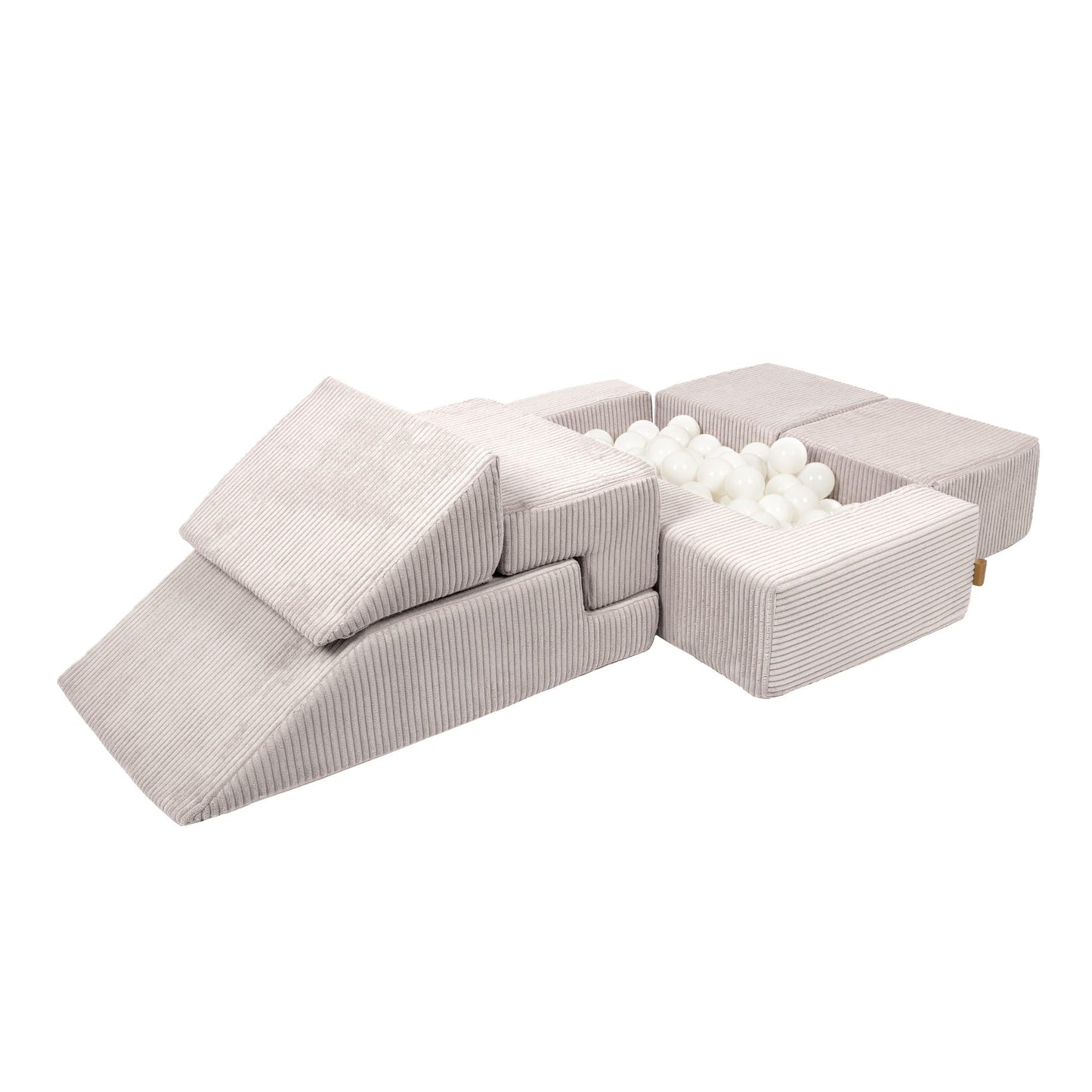 MeowBaby® Soft Velvet Bricks Sofa - Ecru SpeelSterk.nl