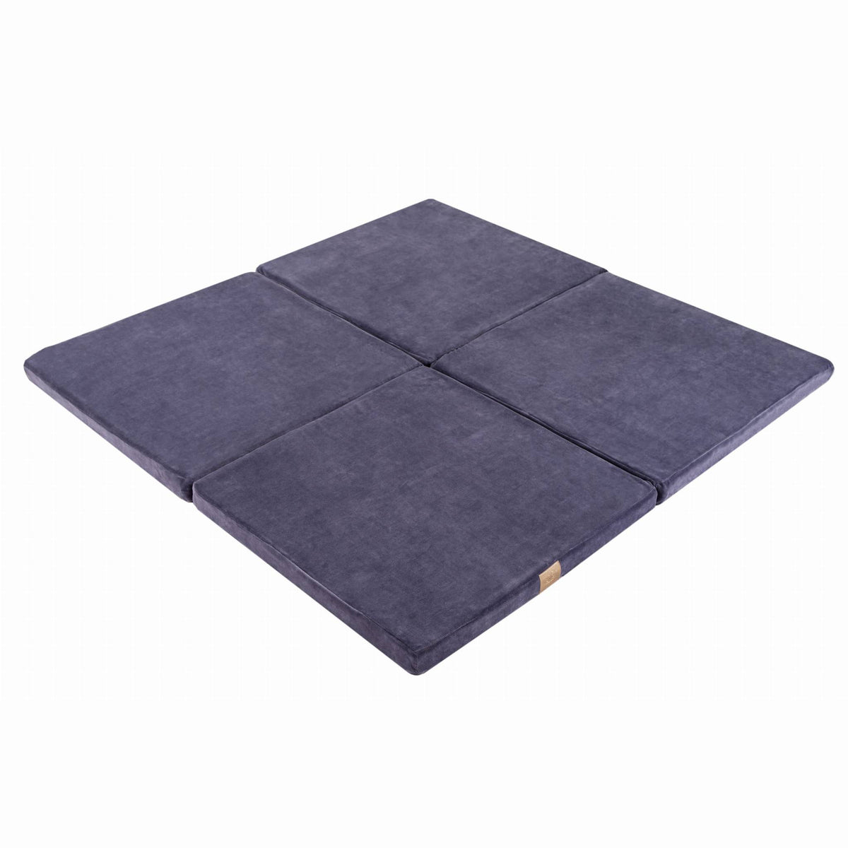 Play Mat for Kids - Square Blue-Grey Velvet - SpeelSterk.nl