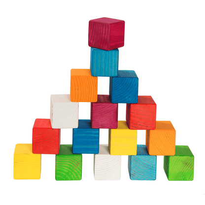 Regenboogkleurige Houten Blokken - 16 Stuks - Veilig - Educatief - SpeelSterk 