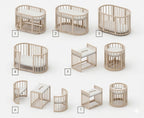 Round Baby Crib OLIN with Mattress - Cappuccino