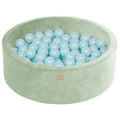 Round Ball Pit With 200 Baby Blue Balls, 90x30cm - Sage Velvet