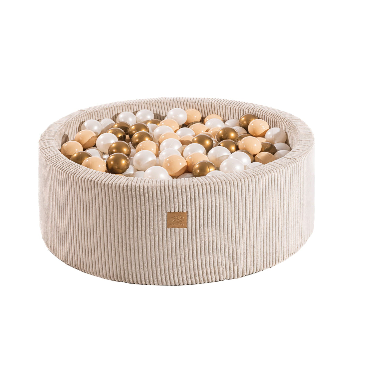 Round Ball Pit with 200 balls, 90x30cm - Velvet Ecru - SpeelSterk.nl