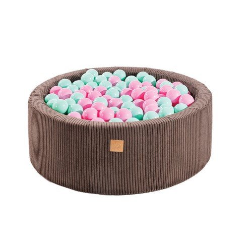 Round Ball Pit With 200 Blue/Pink Balls, 90x30cm - Aesthetic Brown - SpeelSterk.nl