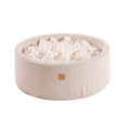 Round Ball Pit with 200 Pearl balls, 90x30cm - Velvet Ecru - SpeelSterk.nl