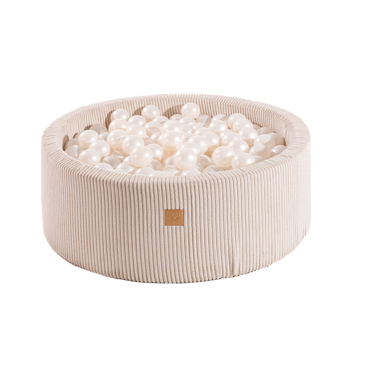 Round Ball Pit with 200 Pearl balls, 90x30cm - Velvet Ecru - SpeelSterk.nl