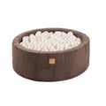 Round Ball Pit With 200 White Balls, 90x30cm - Aesthetic Brown - SpeelSterk.nl