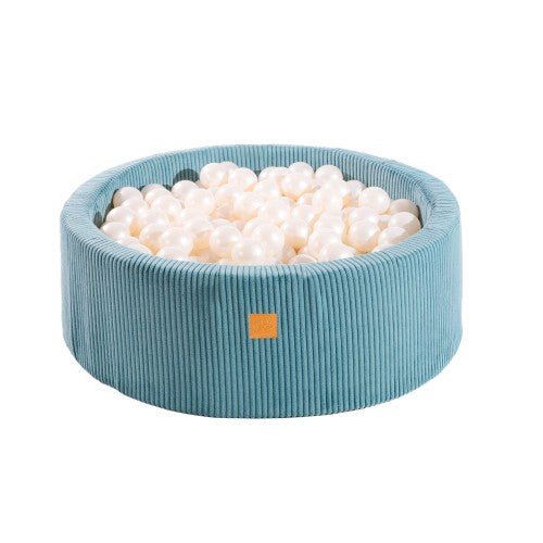 Round Ball Pit With 200 White Balls, 90x30cm - Aesthetic Turquoise - SpeelSterk.nl
