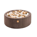 Round Ball Pit With 200 White/Copper Balls, 90x30cm - Aesthetic Brown - SpeelSterk.nl