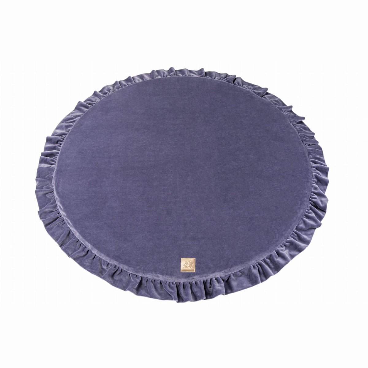 Round Play Mat With a Frill - Blue-Grey Velvet - SpeelSterk.nl