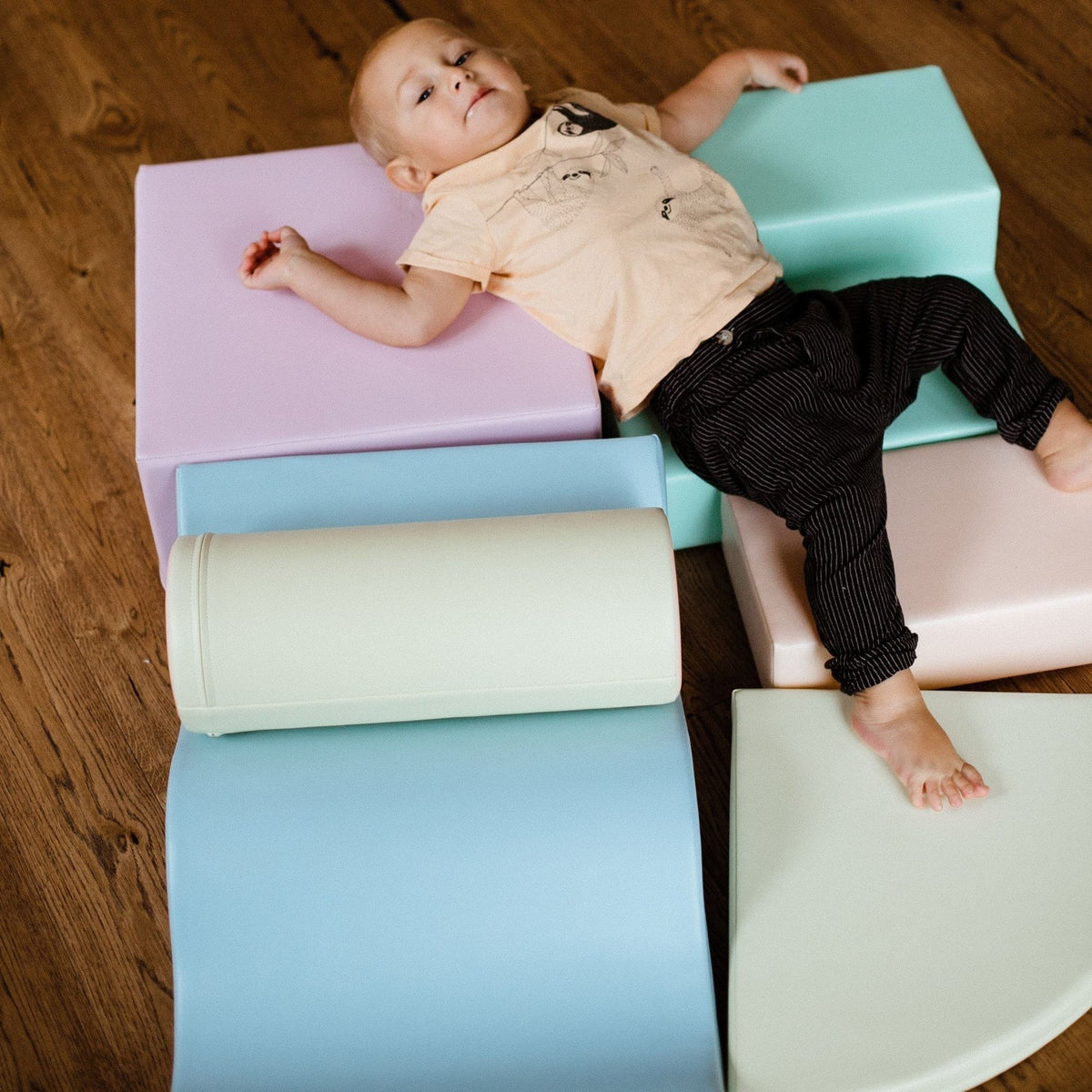 Soft Play 6 Foam Block Set - Light Pastel Explorer - SpeelSterk.nl