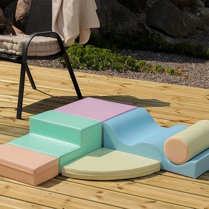 Soft Play 6 Foam Block Set - Light Pastel Explorer - SpeelSterk.nl