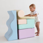 Soft Play 6 Foam Block Set - Light Pastel Explorer - SpeelSterk.nl