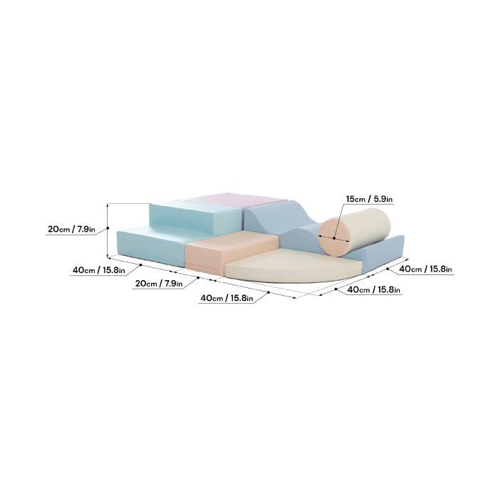 Soft Play 6 Foam Block Set - Light Pastel Explorer - SpeelSterk.nl