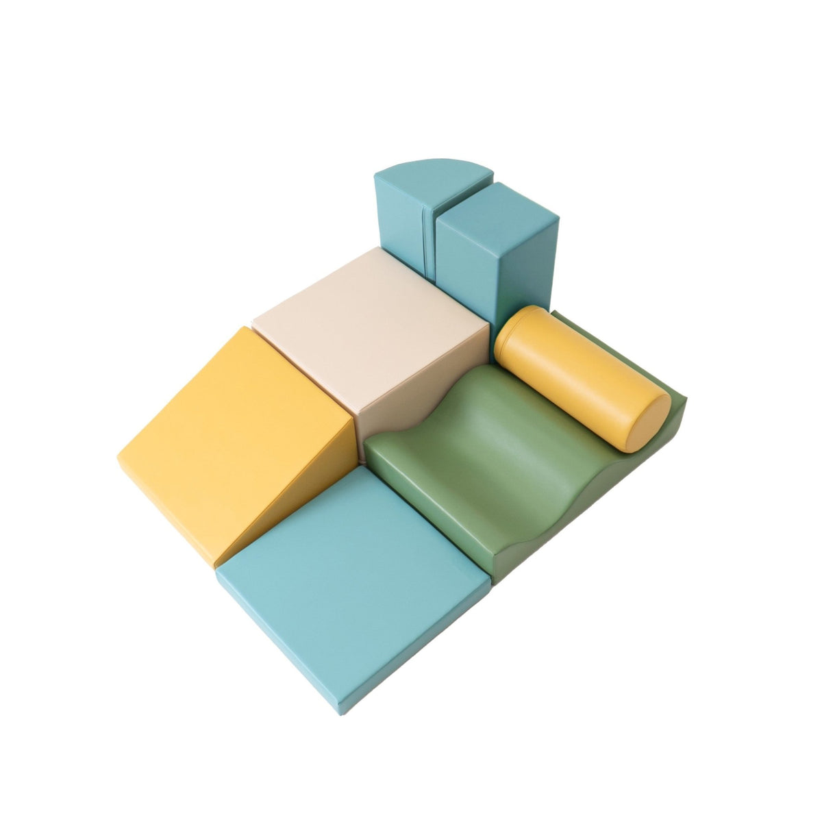 Soft Play 7 Foam Block Set - Pastel Turquoise Discoverer - SpeelSterk.nl