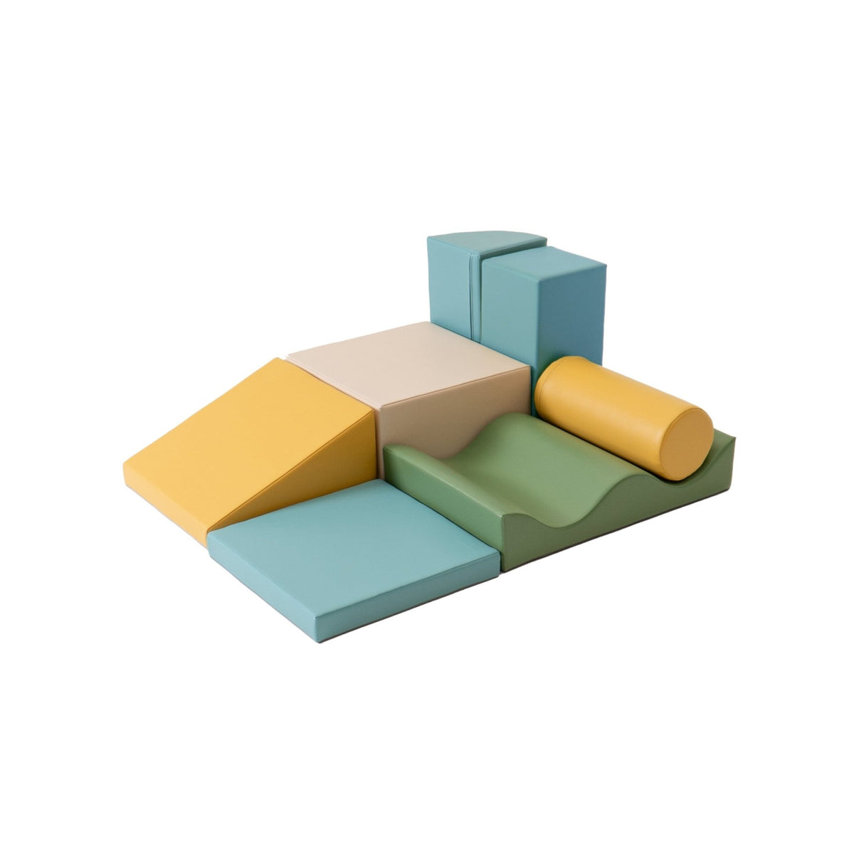 Soft Play 7 Foam Block Set - Pastel Turquoise Discoverer - SpeelSterk.nl