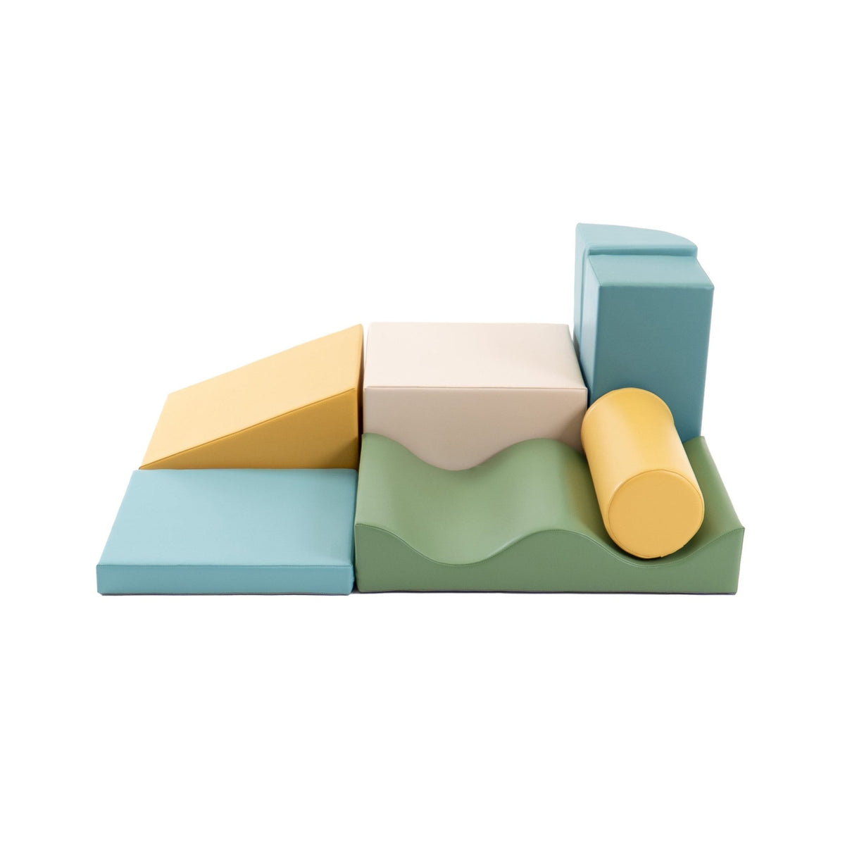 Soft Play 7 Foam Block Set - Pastel Turquoise Discoverer - SpeelSterk.nl