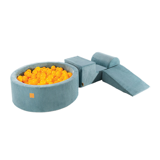 Speelset Met Ballenbak - Turquoise En Geel - Veilig En Zacht - SpeelSterk 