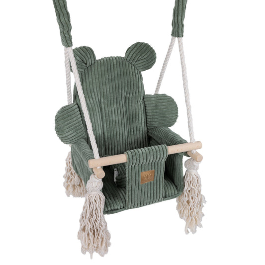 Vierkante Babyschommel - Olijf Groen - Veilig en Comfortabel Design - SpeelSterk 