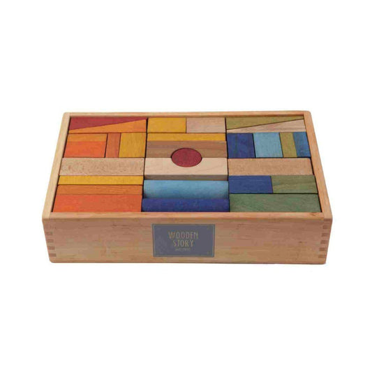 Wooden Blocks – Set van 63 in Warm, Vrolijke Kleuren - SpeelSterk