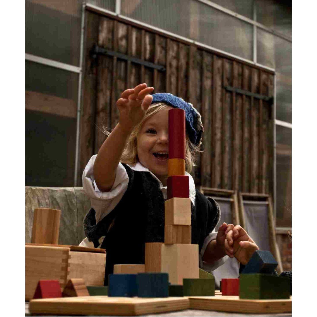 Houten Blokken - Set Van 63 - Warm Vrolijke Kleuren - Veilig Spelen - SpeelSterk  SpeelSterk