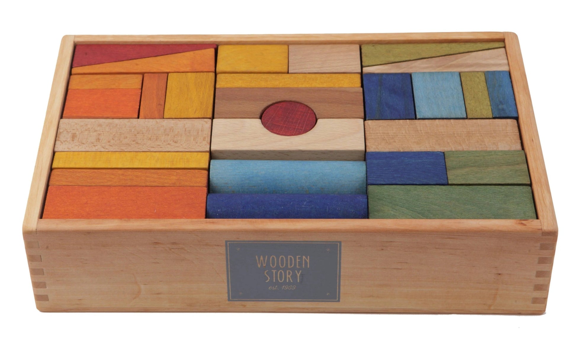 Houten Blokken - Set Van 63 - Warm Vrolijke Kleuren - Veilig Spelen - SpeelSterk 