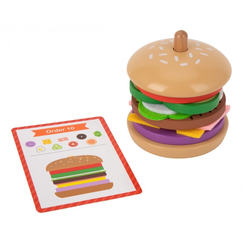 Houten Burger Set - Groen - Educatief Spel voor Jonge Chefs - SpeelSterk 